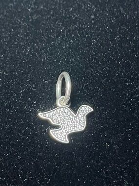 Pandora Stamped Dove of Hope Cubic Zirconia Set Charm